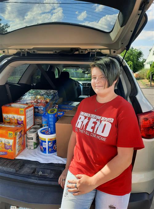 Adriana with Food Donations
